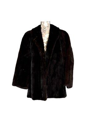 Evans Collection Dark Ranch Black Mink Fur Coat Brown Undertones Womens Medium?